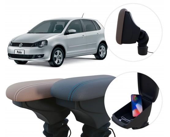 Apoio de Braço Volkswagen Polo com USB coifa e porta-objetos