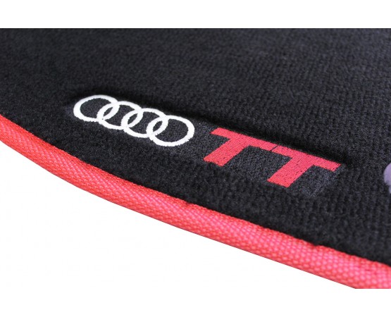 Jogo de Tapetes Audi TT Preto/vermelho Luxo