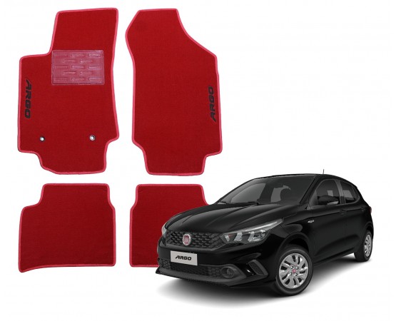 Jogo de Tapetes Fiat Argo Vermelho Luxo